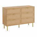 Holzkommode mit Rattanfronten und goldenen Beinen