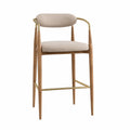 Barhocker Holz Metall Beige Stoff