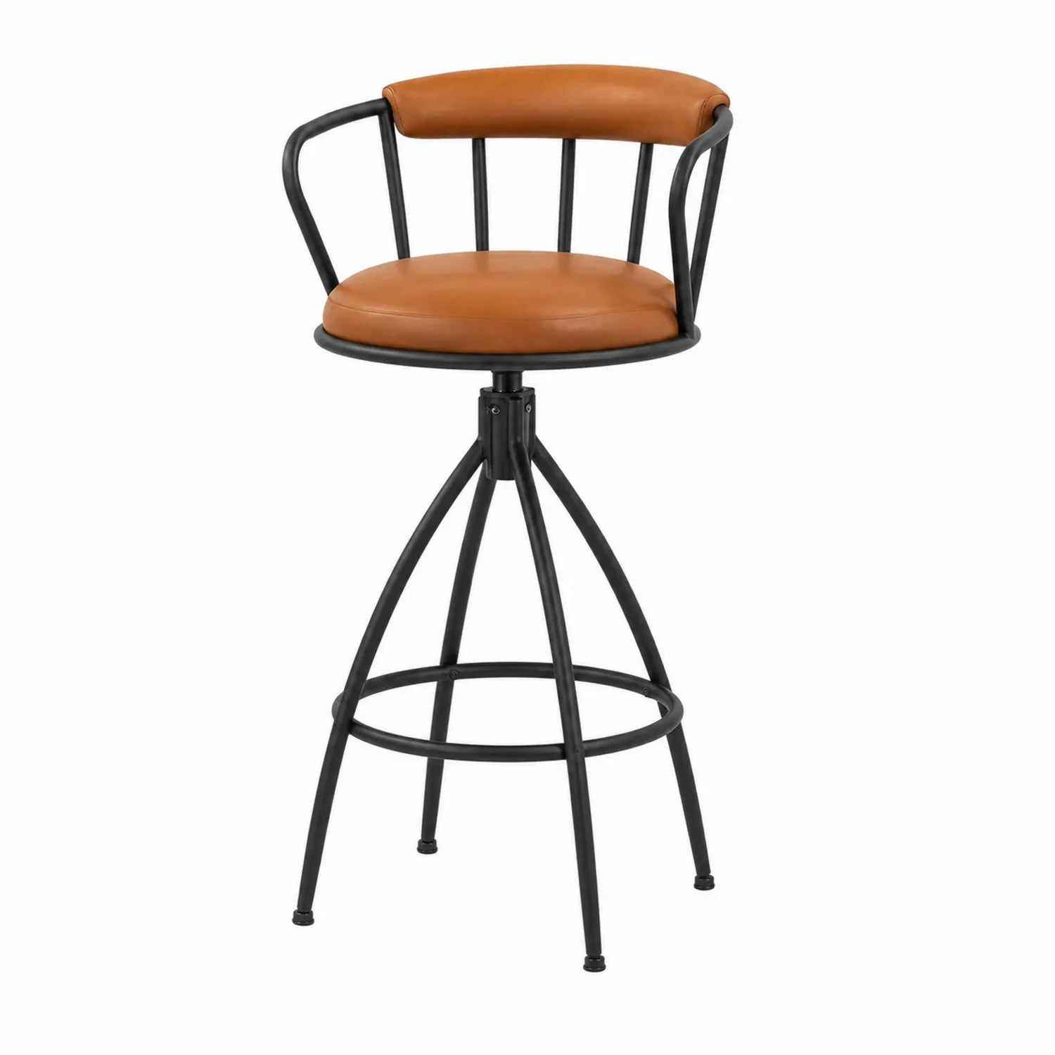 Drehbarer Barhocker mit Stahlrahmen und PU-Leder, 75 cm hoch