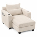 Cord-Sessel mit Liegefunktion in Beige