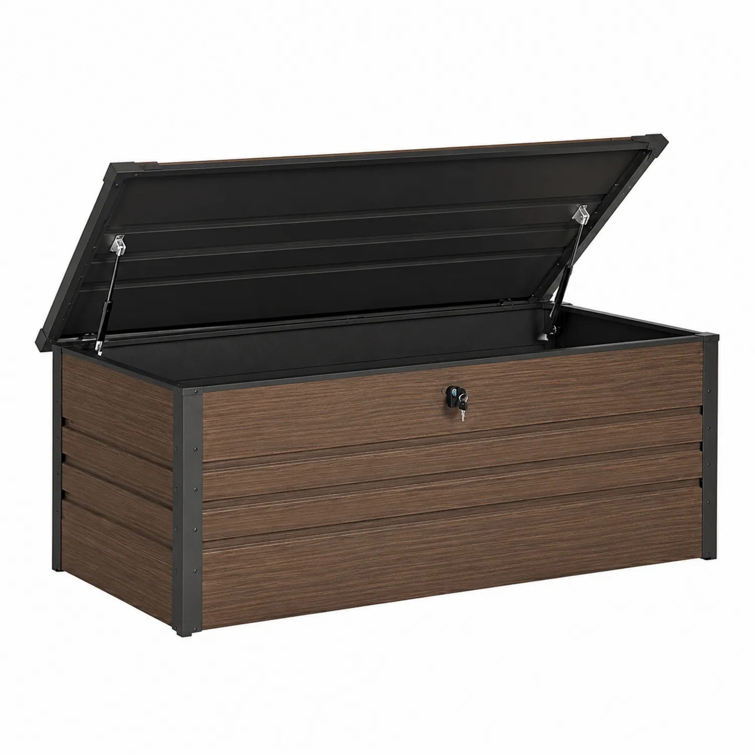 Garten Aufbewahrungsbox Metall und Holzoptik Braun 150x50x60 cm