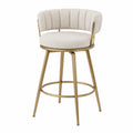 Barhocker mit Stahlrahmen und Polstersitz, Beige