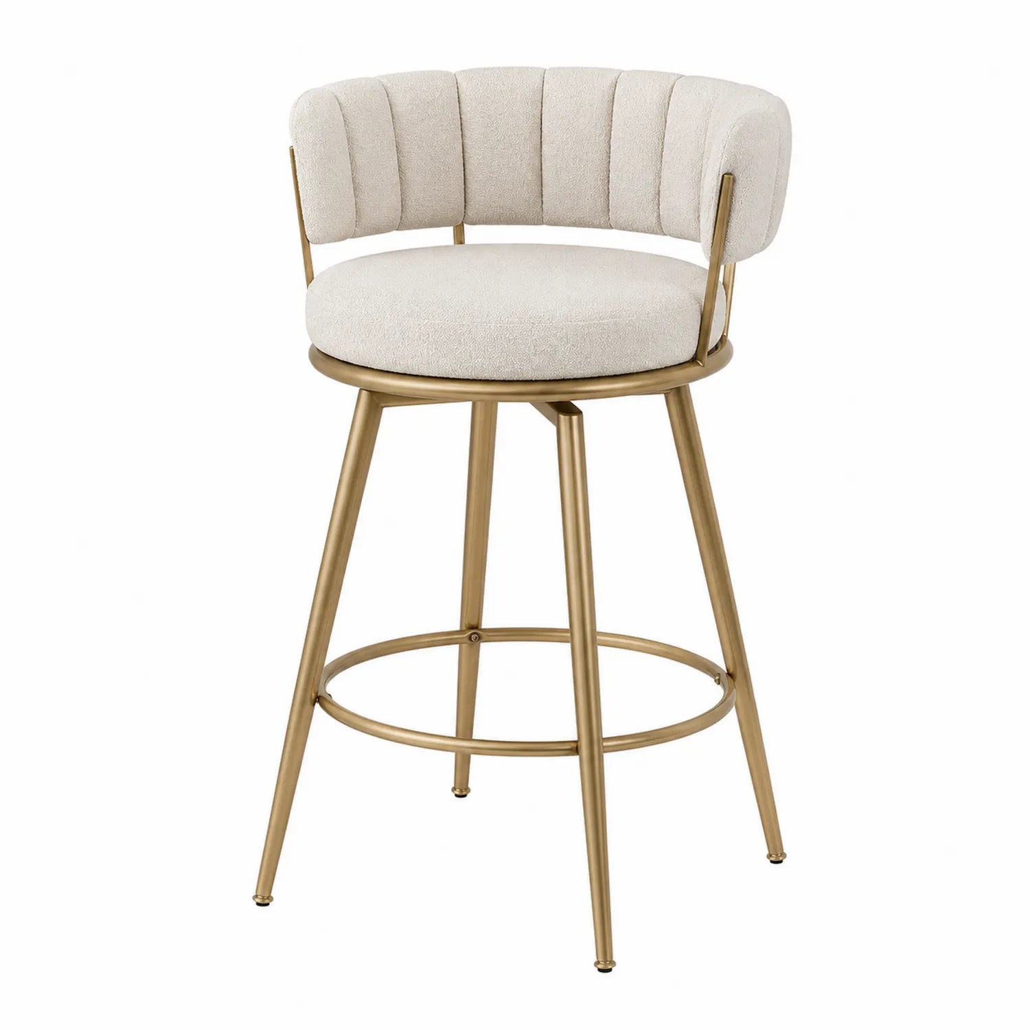 Barhocker mit Stahlrahmen und Polstersitz, Beige