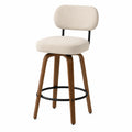 Barhocker aus Holz und Polyestergewebe in Beige