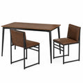 Essgruppe aus Holz und Metall, Braun, Tisch 120x60x75 cm