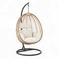 Hängesessel Polyrattan Beige mit Stahlgestell