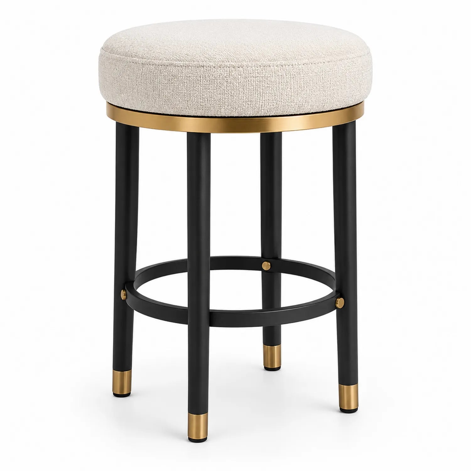 Barhocker Rund Polyester Metall Schwarz/Gold Höhe 75 cm