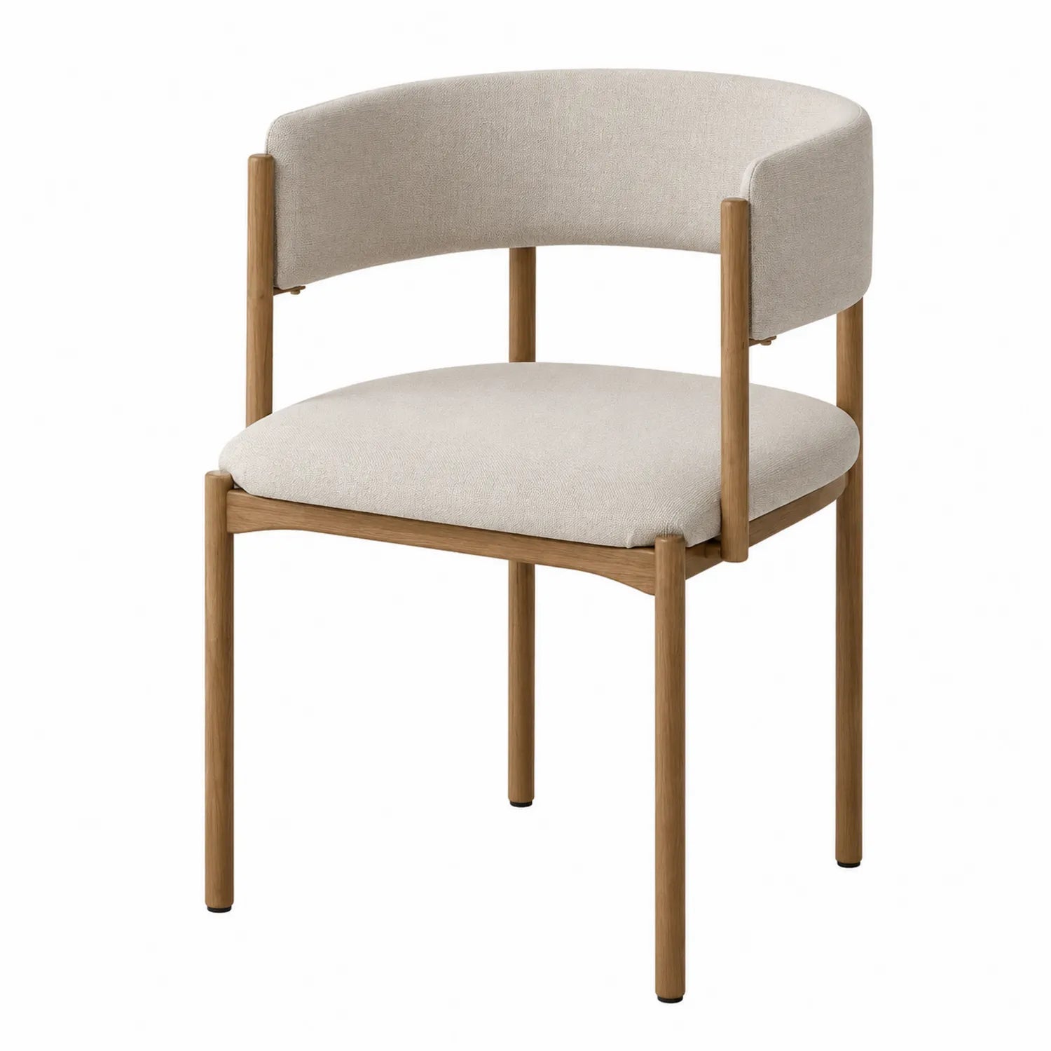 Stuhl aus Eiche mit Leinenbezug Beige