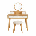 Schminktisch Set aus Holz mit Spiegel und Hocker