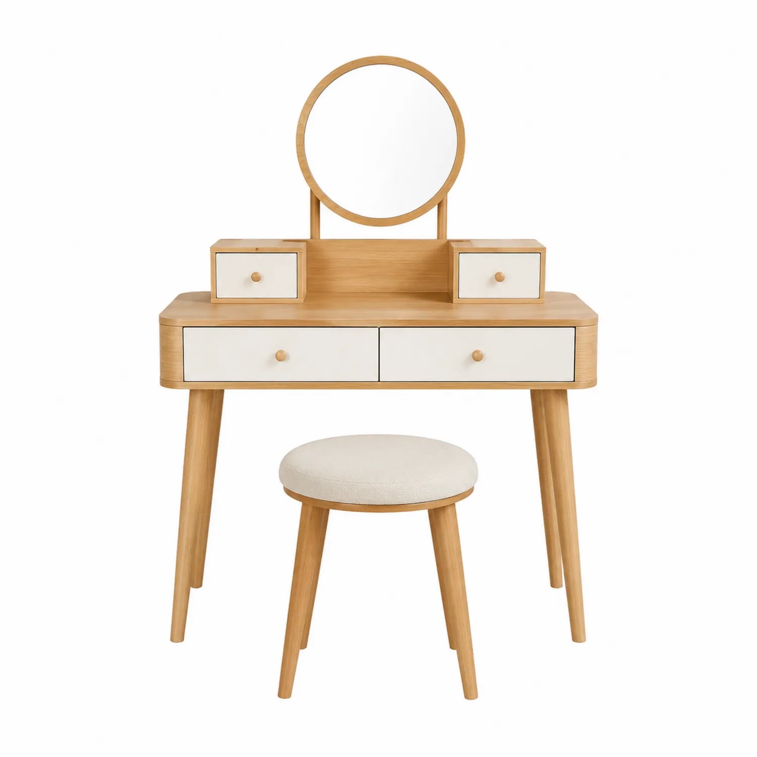 Schminktisch Set aus Holz mit Spiegel und Hocker