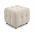 Hocker aus Polyester mit Holzbeinen 45x45x45 cm Beige