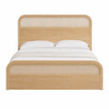 Holzbett mit Rattan-Kopfteil 200x160 cm Natur