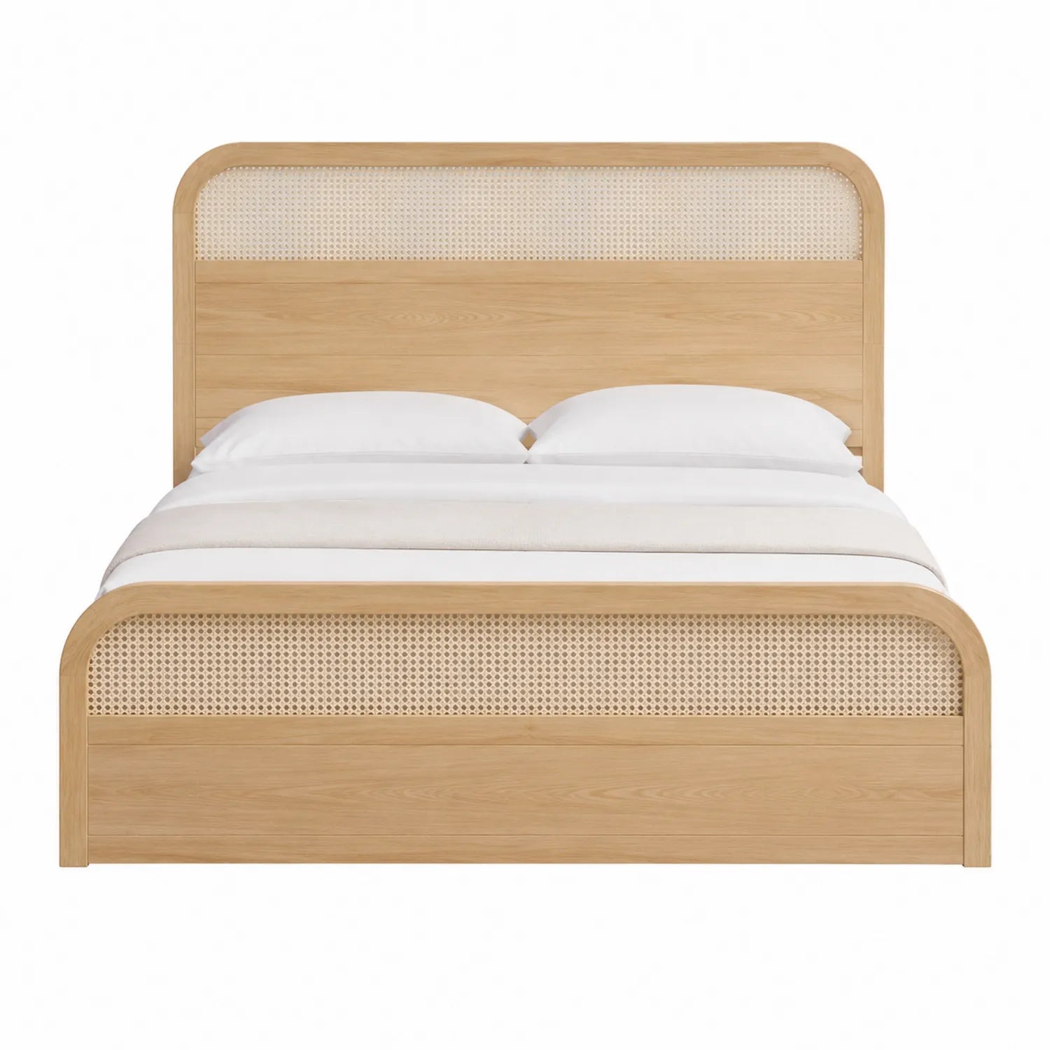 Holzbett mit Rattan-Kopfteil 200x160 cm Natur