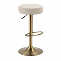 Höhenverstellbarer Barhocker Metall Leinen Beige