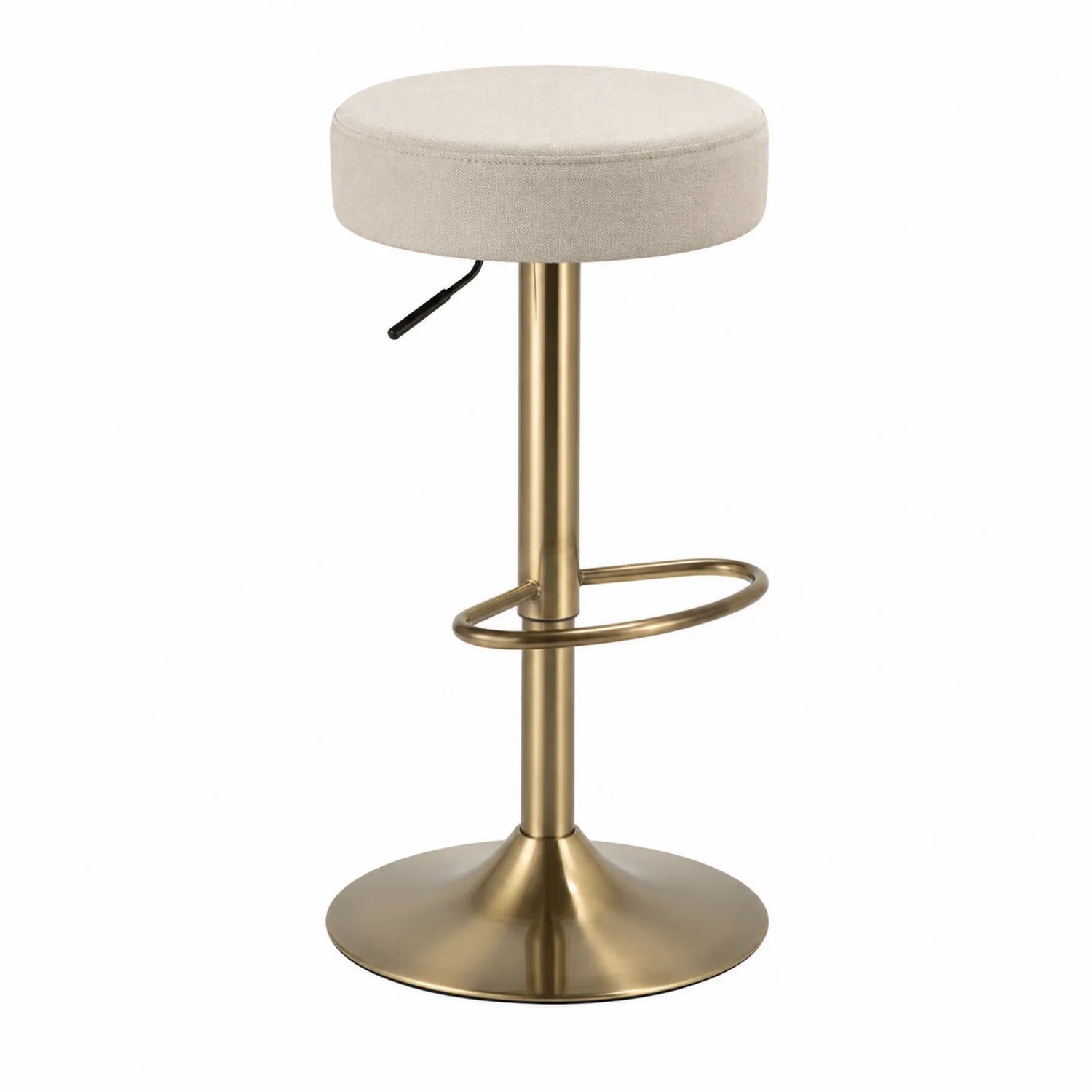 Höhenverstellbarer Barhocker Metall Leinen Beige