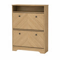 Schuhschrank Holzoptik mit 2 Klappen und 1 Regal Beige 80x24x107 cm