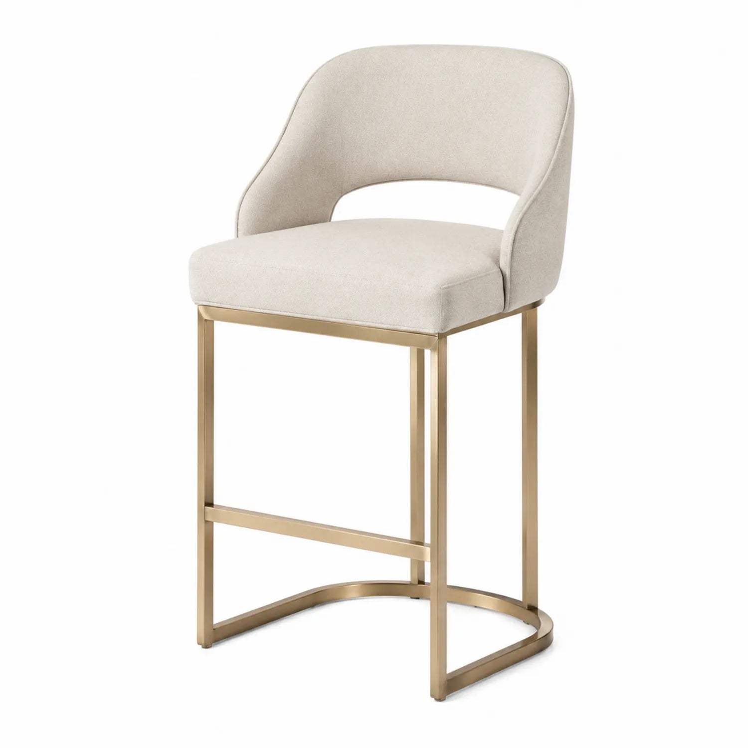 Barhocker aus Polyestergewebe Beige mit Metallrahmen