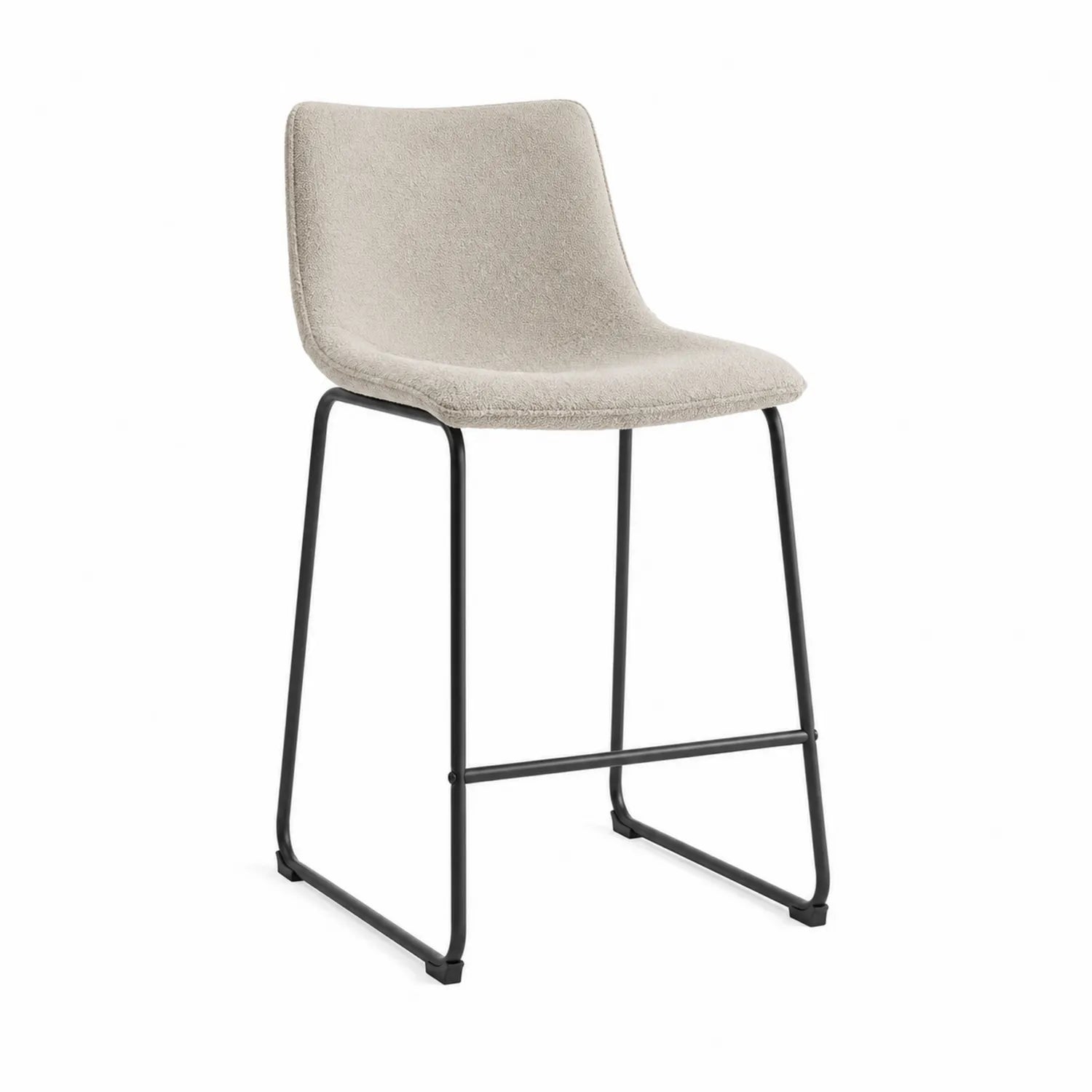 Barhocker Polyestergewebe Beige Metall Schwarz Höhe 100 cm