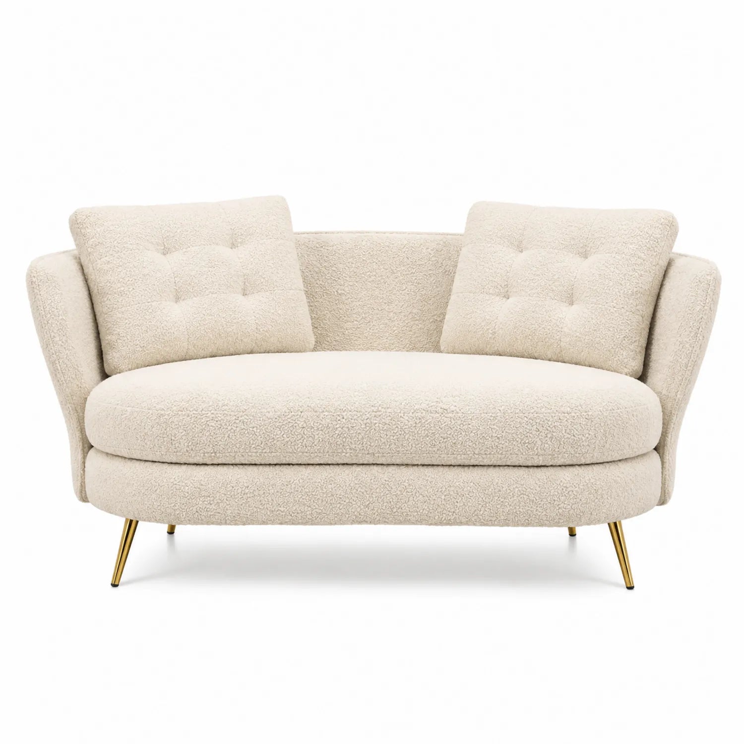 Bouclé 2-Sitzer Sofa Creme mit Metallbeinen