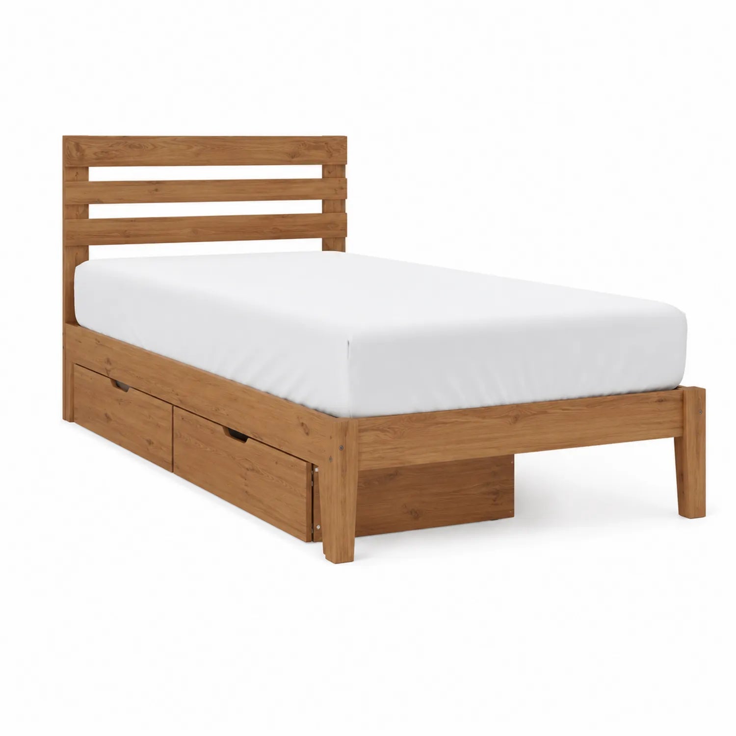 Einzelbett aus Massivholz mit Schubladen 200x90cm