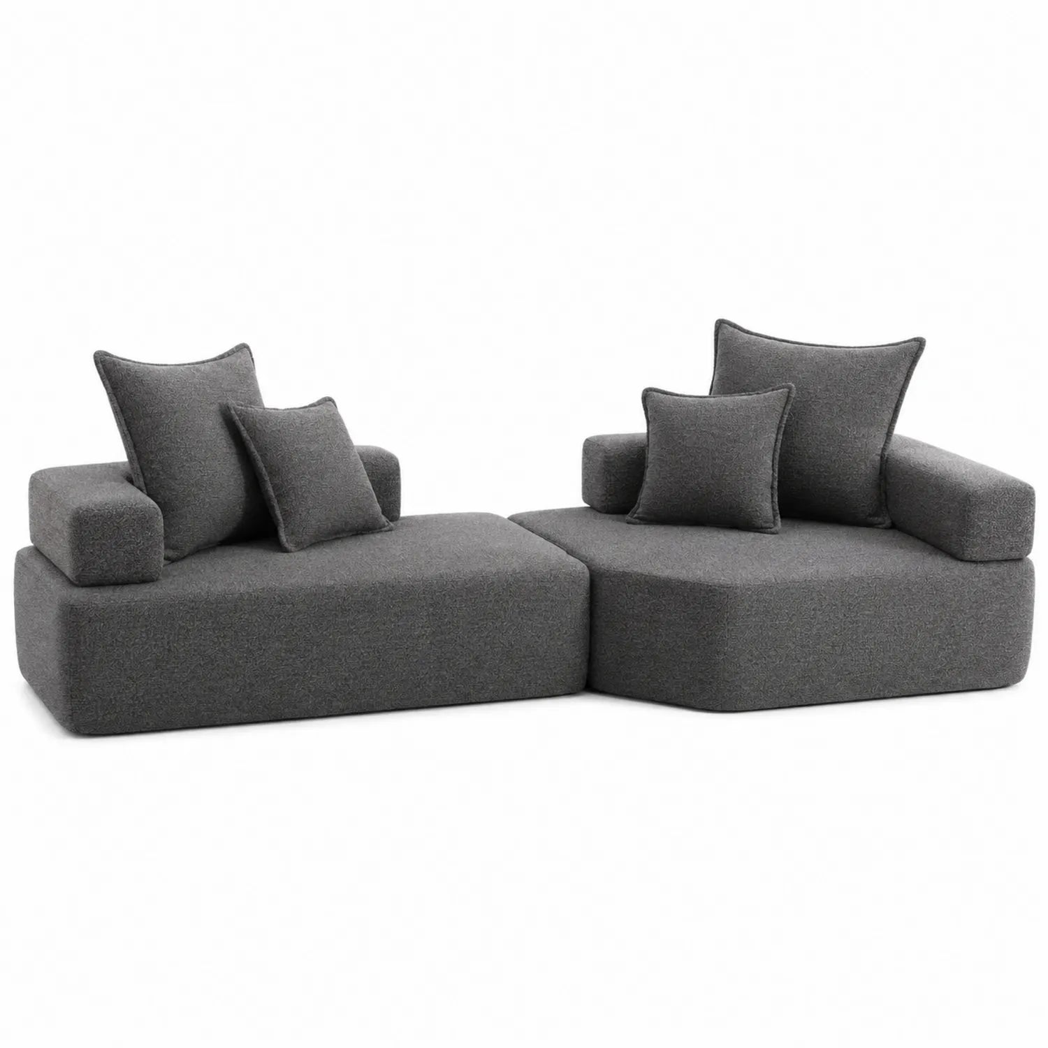 2-teiliges Sofaset aus Polyesterstoff Dunkelgrau