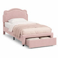 Einzelbett mit gepolstertem Kopfteil und Schublade Samt Rosa 200x100 cm