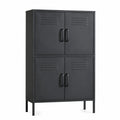 Schwarzer Stahlschrank mit 4 Türen, 120 cm hoch