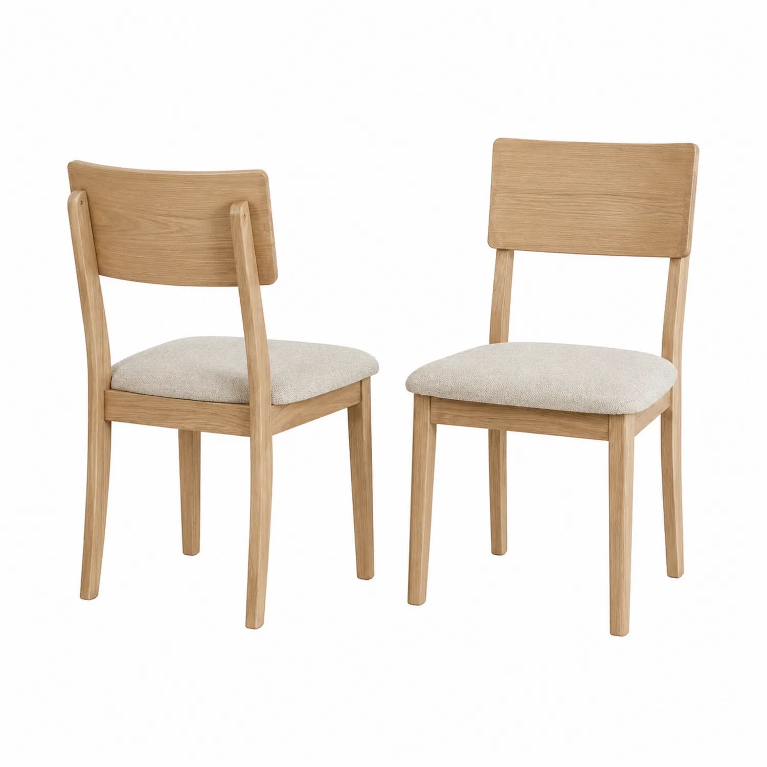2er-Set Esszimmerstühle Eiche Holz Beige Polsterung