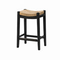 Holz Barhocker mit Rattansitz Schwarz