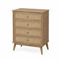 Holzkommode mit Rattan-Schubladen Braun 80x40x100cm