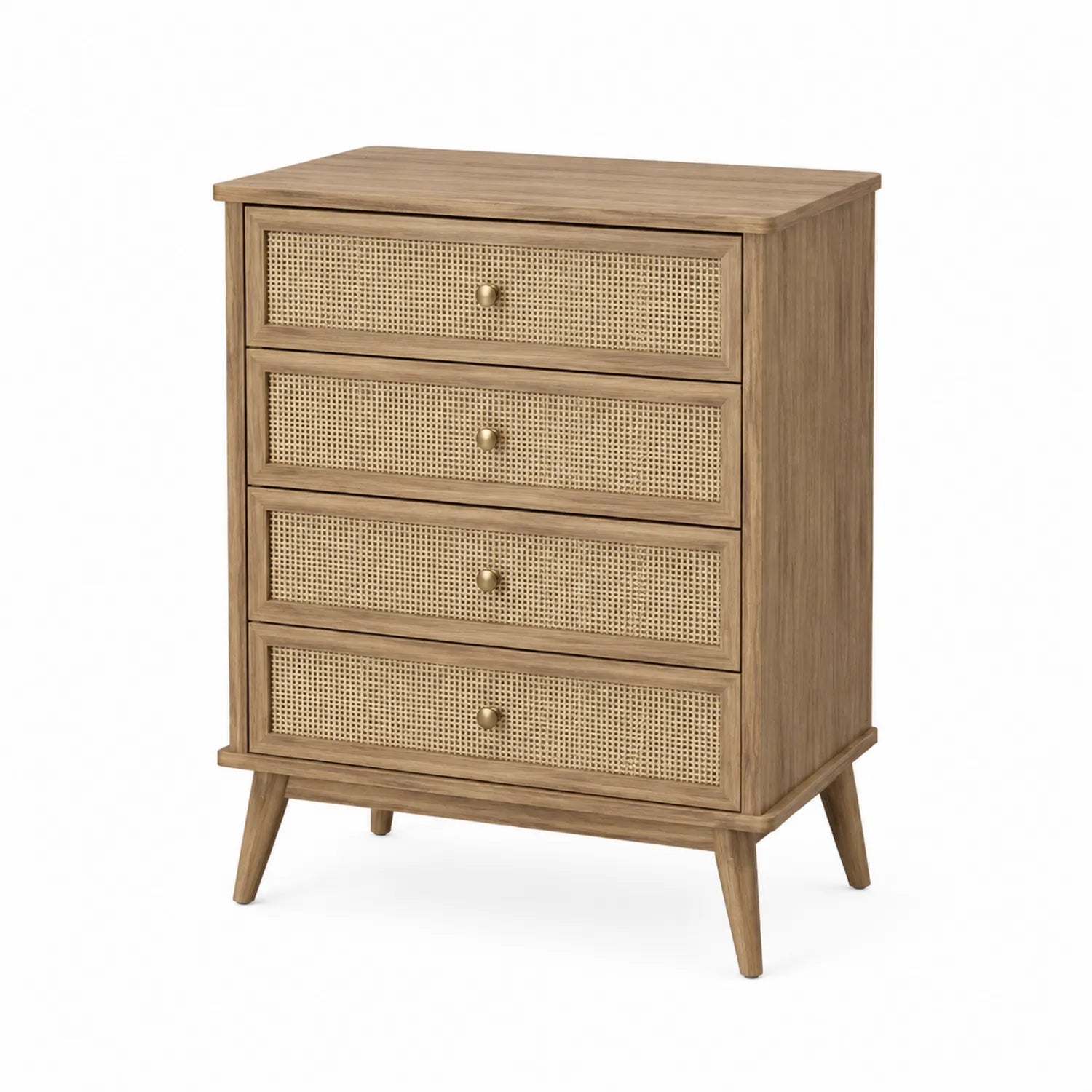 Holzkommode mit Rattan-Schubladen Braun 80x40x100cm