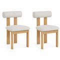 2er Set Esszimmerstühle Eichenholz Creme Bouclé